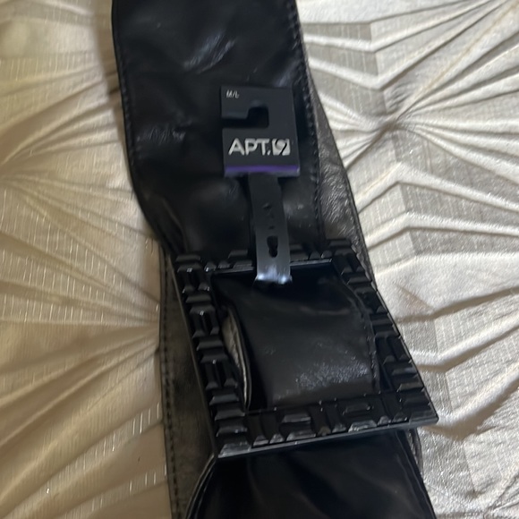 NWT Apt. 9 Black leather belt with beaded buckle. 40 inches long. - Picture 1 of 3